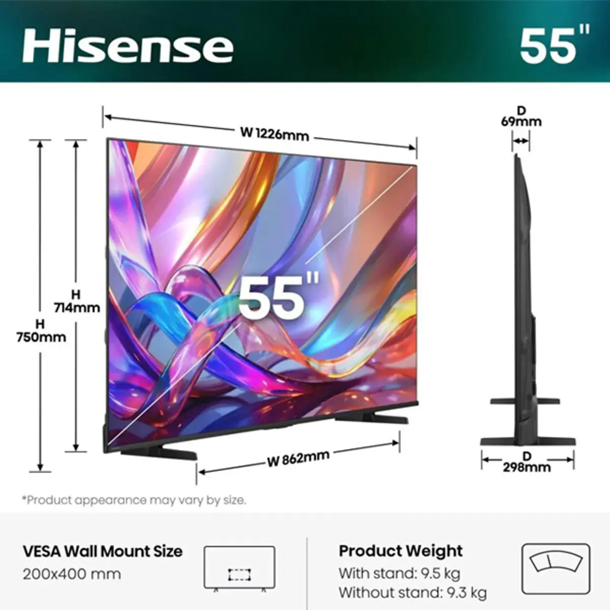 Televizor Hisense H55E7S Smart, QLED, 4K UHD, 55"(140cm), DVB-C, DVB-T2, DVB-S2