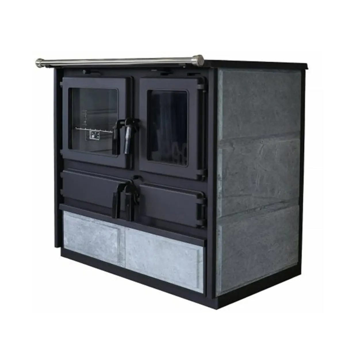 Šporet na čvrsto gorivo TimSistem ROCCO, desni, crni