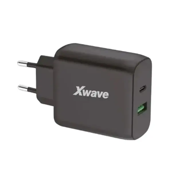 Punjač Xwave GaN65-AC USB-A+USB-C crni