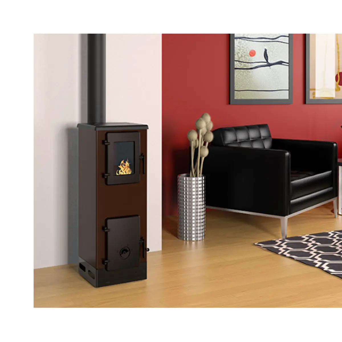 Peć na čvrsto gorivo Alfa Plam Vulkan S ECO, braon