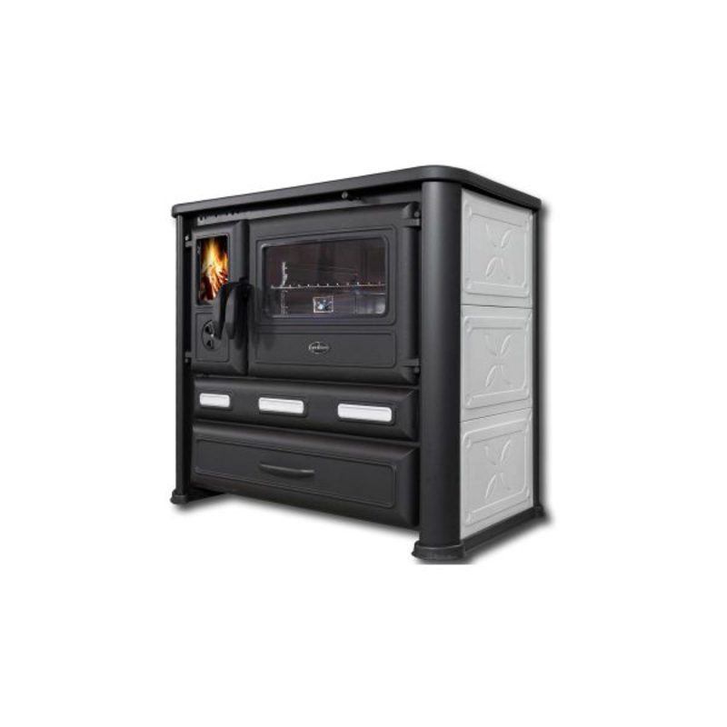 Šporet na čvrsto gorivo TimSistem Alma Mons, beli, desni